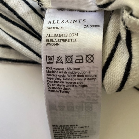 All Saints Elena striped tee XS/S - Picture 3 of 8